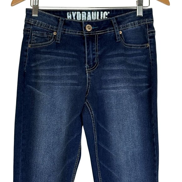 Hydraulic Womens Cropped Jeans Sz 4 (29 x 26) Embellished Cuff Stretch Blue Vtg - Picture 3 of 10